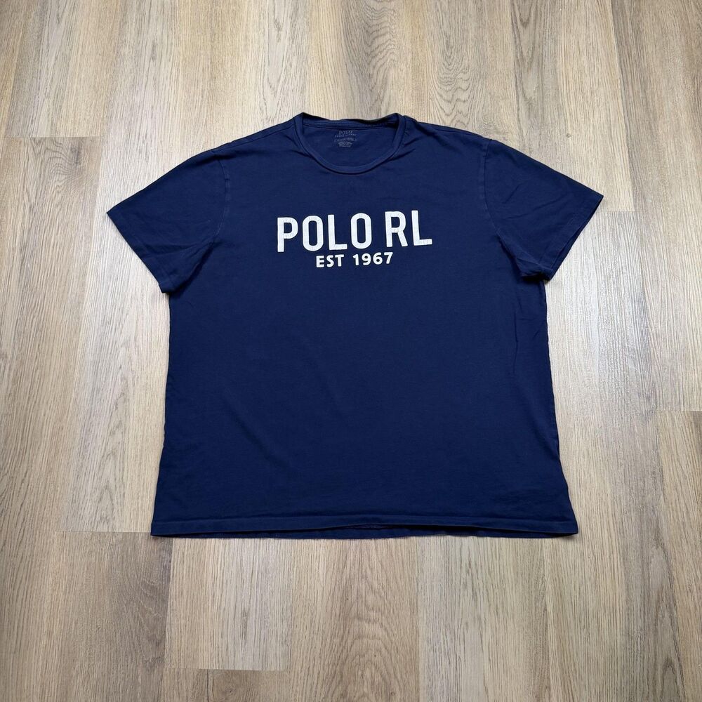 Polo Ralph Lauren Shirt Mens XL Blue Polo RL Est 1967 Graphic Tee T-Shirt Casual